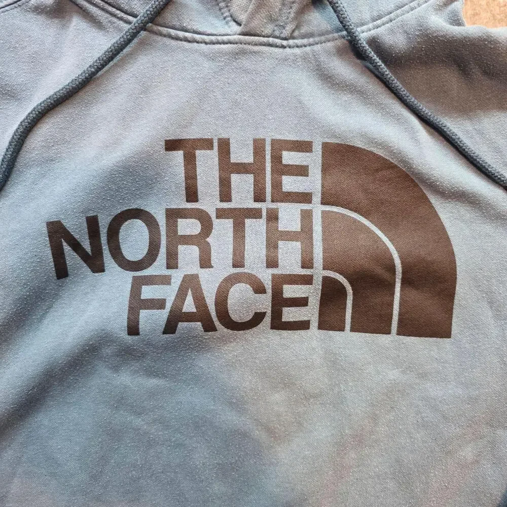 The North Face Hoodie Mens M Blue Fleece Graphic Kangaroo Pocket Sweatshirt